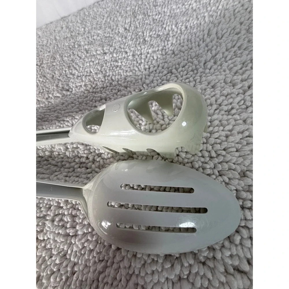 Taylor Made Products Slotted Spoon and Pasta Server Set White Plastic‎ VTG USA